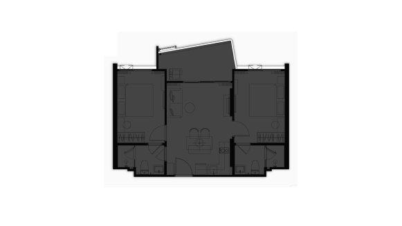 Apartment floor plan, 2 bedrooms in The Title Sierra No. 11010 (2D)
