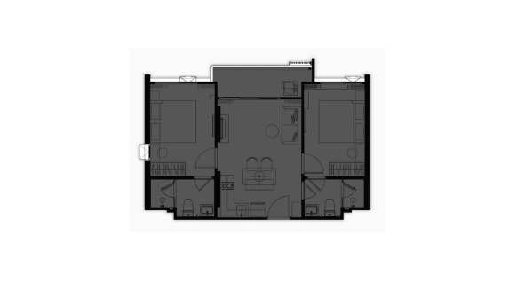 Apartment floor plan, 2 bedrooms in The Title Sierra No. 11009 (2D)